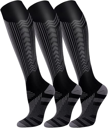 Miniatura 6 de Paquete de 3 calcetines de compresión de cobre calcetines de compresión para mujeres y hombres ideales para uso médico correr atletismo