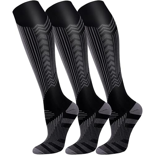 FuelMeFoot 3 Pack Copper Compression Socks - Compression Socks Women & Men Circulation - Best for Medical,Running,Athletic
