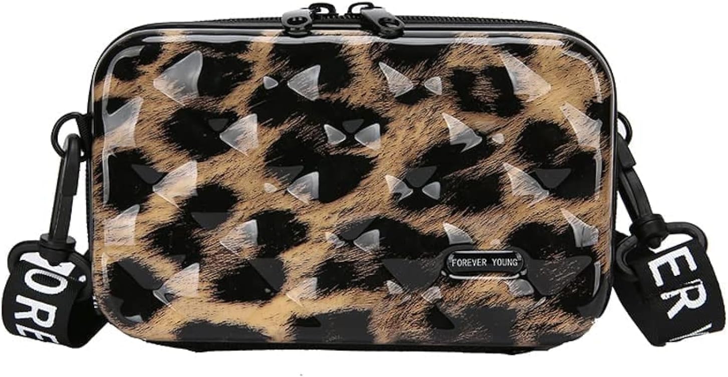 ValerieSling Box Bag For Women with Detacheable Shoulder Strap and Convertible into Cosmetic Box Bag (Cheetah Print)