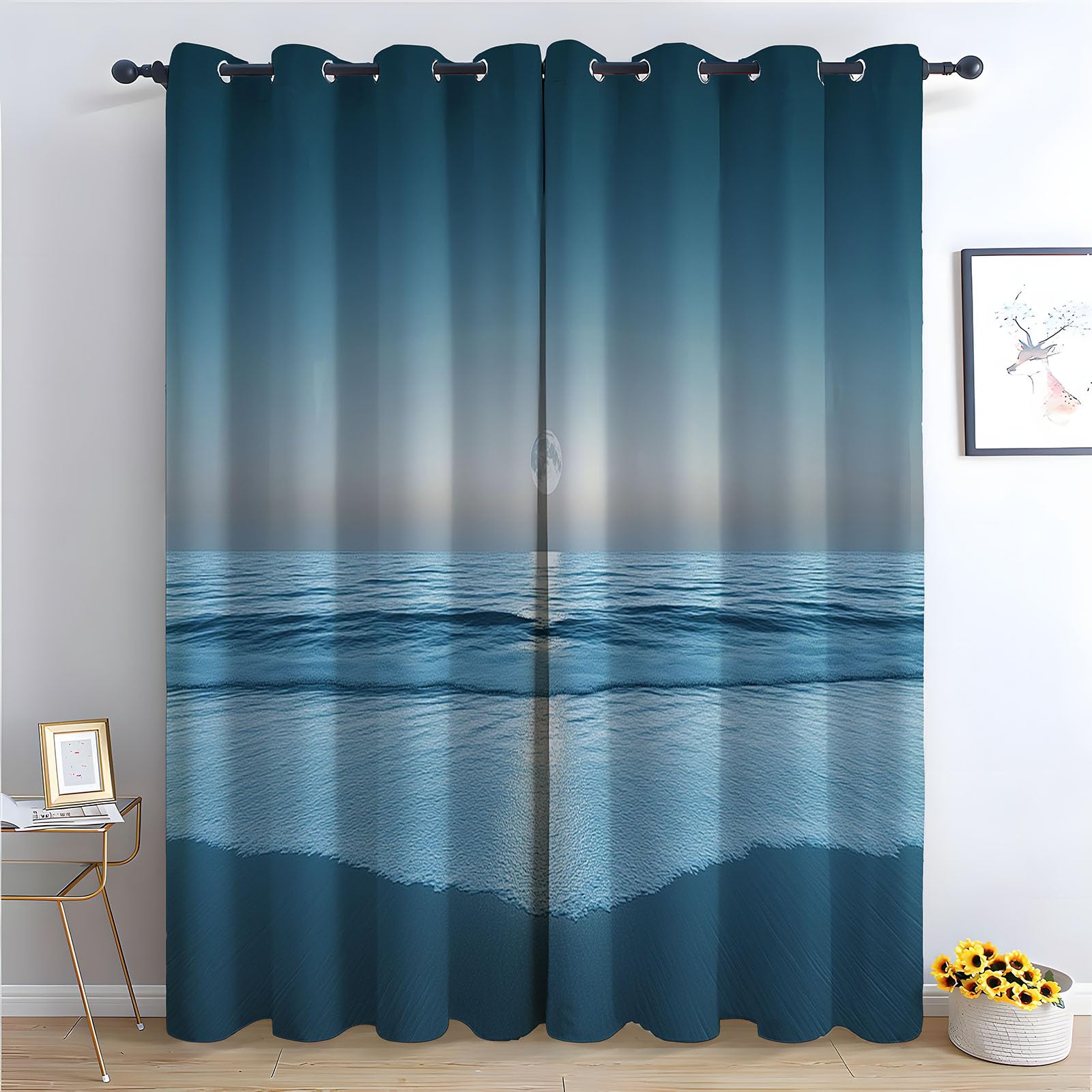 WQBQKKX Abstract Line Curtains Eyelet Colorful Thermal Insulated 80% Blackout Curtains Print Pattern Room Darkening Window Drapes for Bedroom-52 W x 84" L (Pack of 2)