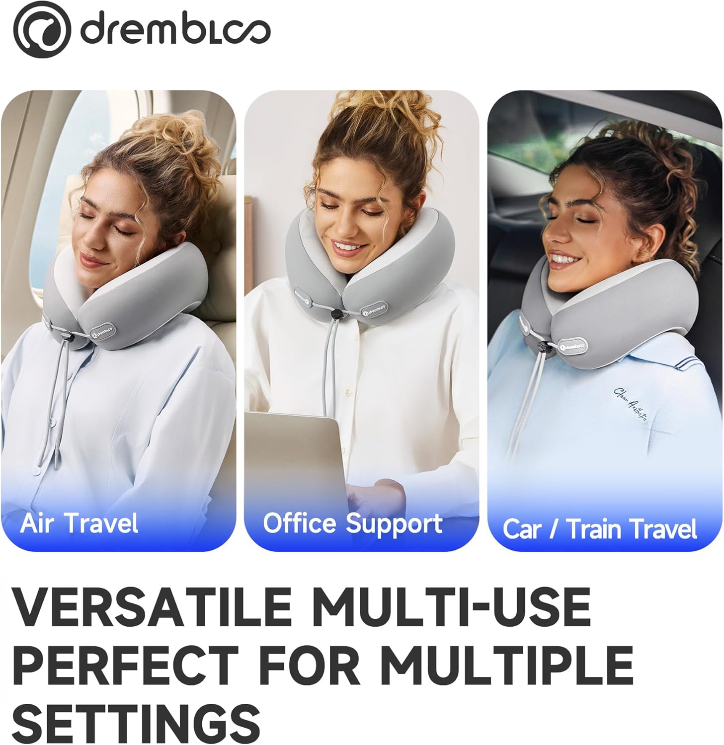 Neck Pillow Airplane, 100% Pure Memory Foam, Cooling Airplane Pillow, Travel Pillow, Travel Pillows for Airplanes, Plane Pillow, Flight, Gray - Image 6