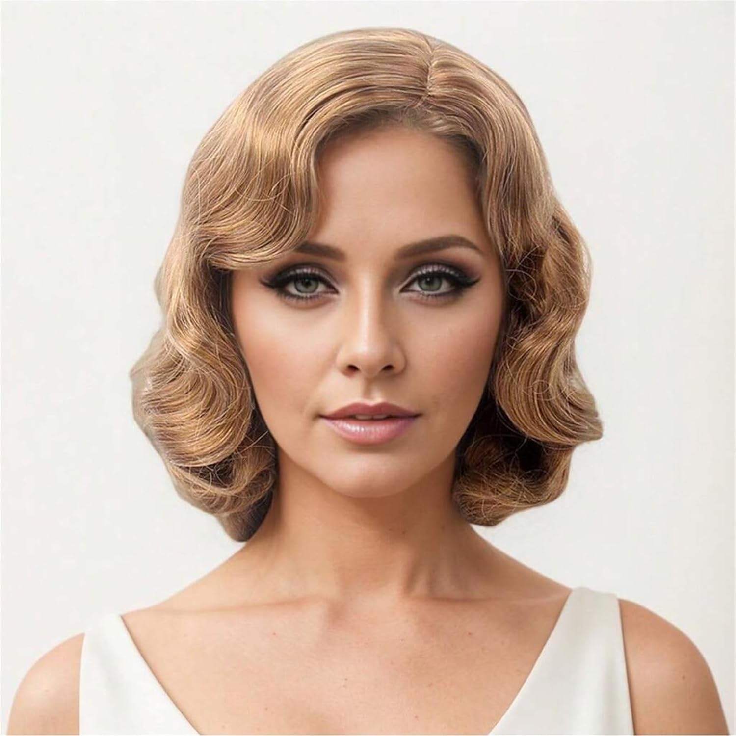 Glonden Blonde 20s Wig for Women Long Finger Wave Party Hair Synthetic Full Vintage Wigs for Womens Lady Cosplay Costume Fancy Dress 1920s Flapper Wig