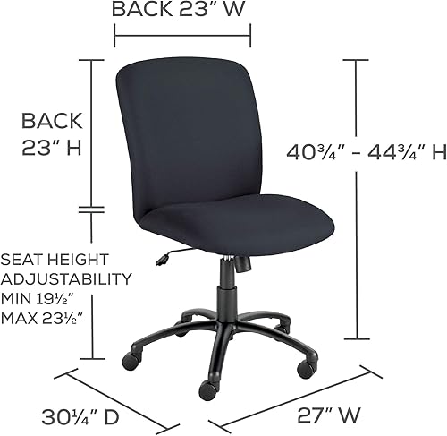 Miniatura 6 de Safco Uber Silla de oficina, taburete resistente, capacidad de 500 libras, respaldo de malla ergonómica, asiento giratorio de 360°, base de 5