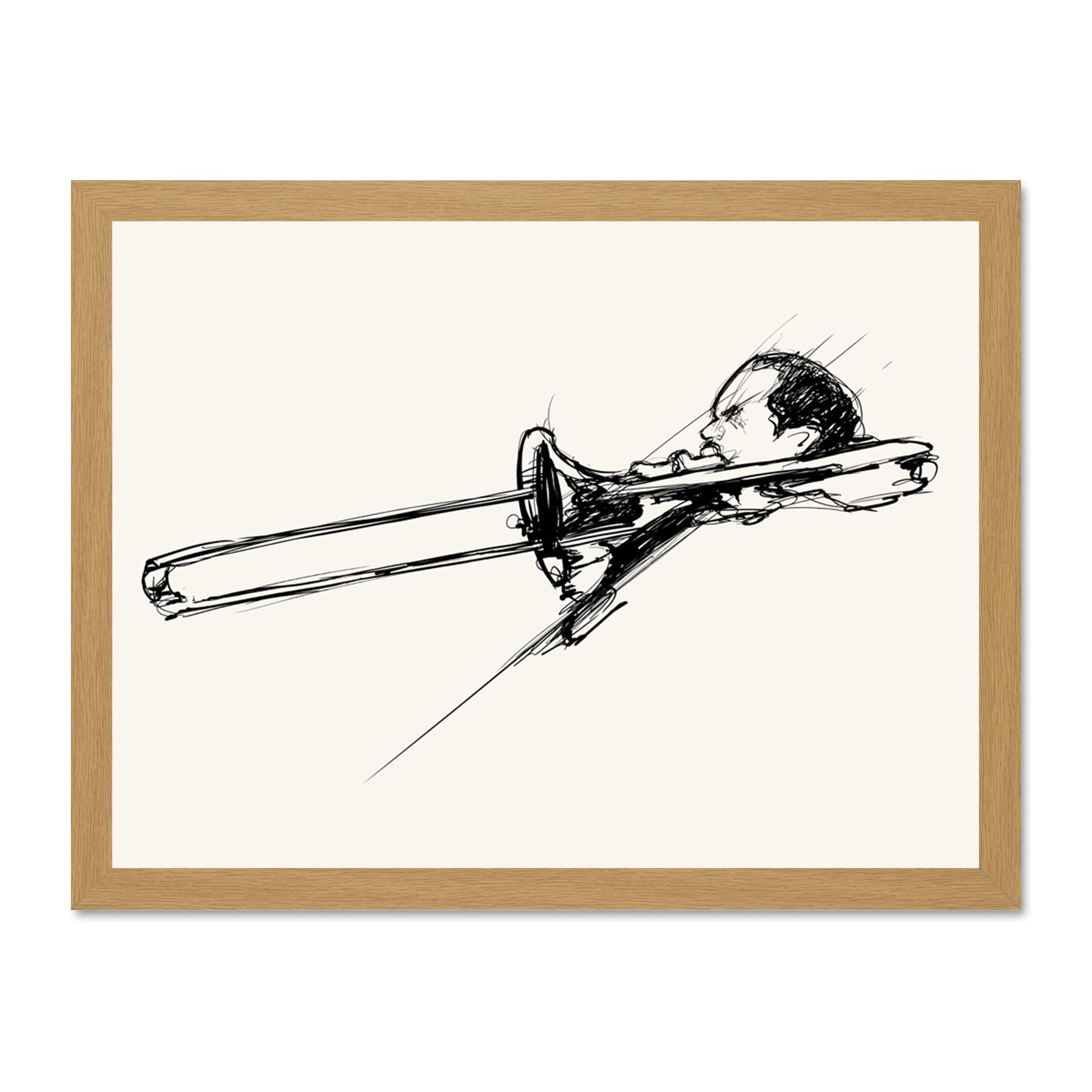 Wee Blue Coo Musician Trombone Player Large Framed Art Print Wall Poster 18x24 inch