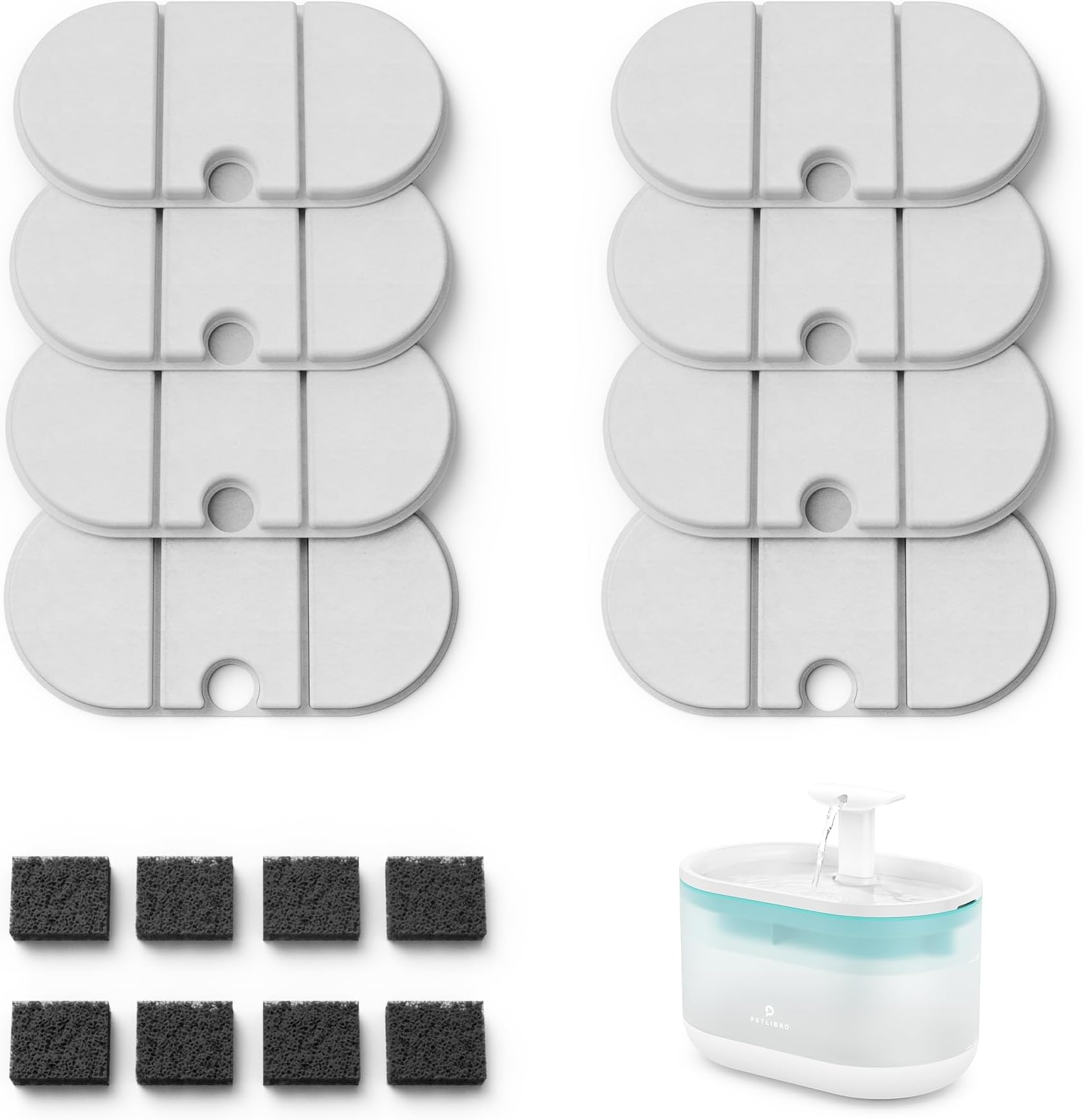 Cat Water Fountain Battery Operated, 2.5L/84oz Dockstream Wireless Pet Water Fountain, Water Dispenser with Wireless Pump (Filter Replacements * 4)