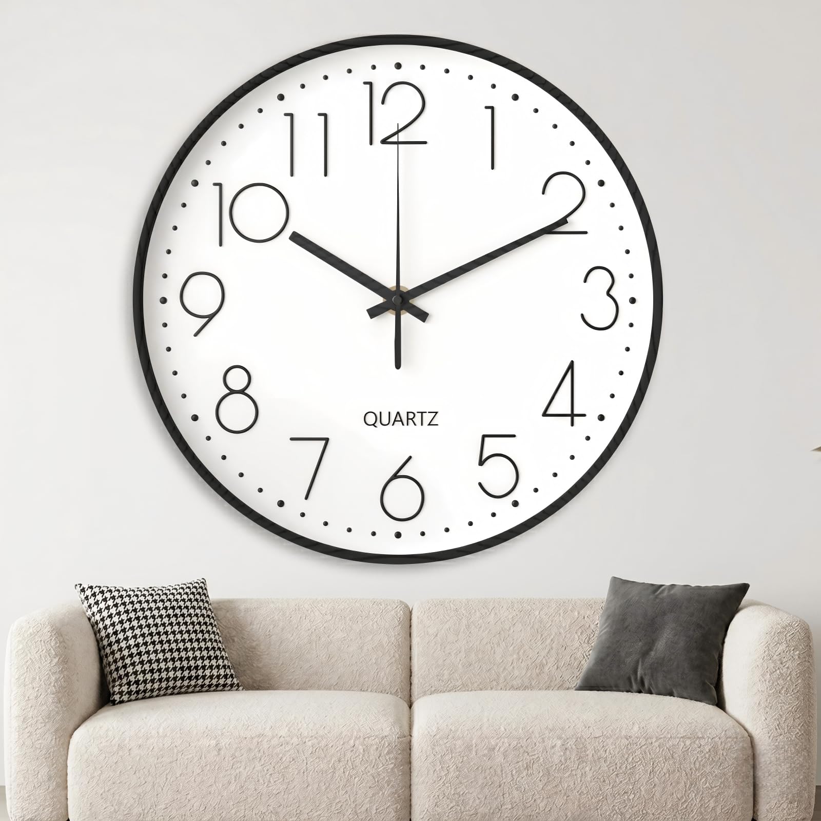 Wall Clock 8 Inch, Wall Clocks for Living Room Non-Ticking Silent, Kitchen Clock Wall with Stereoscopic, Dial Ultra-Quiet Movement Quartz for Living Room Bedroom Kitchen Office Classroom Decor