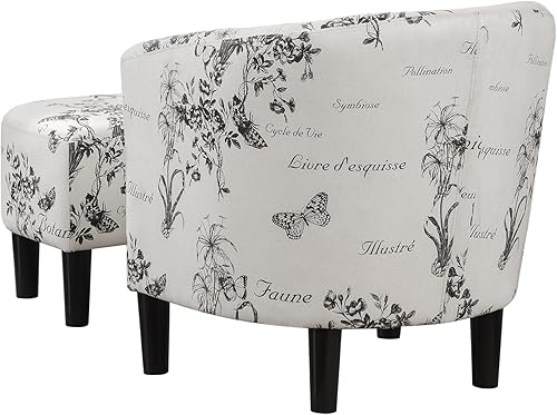 Miniatura 8 de Convenience Concepts Take a Seat Churchill - Silla decorativa con juego otomano de 26.25 pulgadas, silla clásica moderna con respaldo medio con
