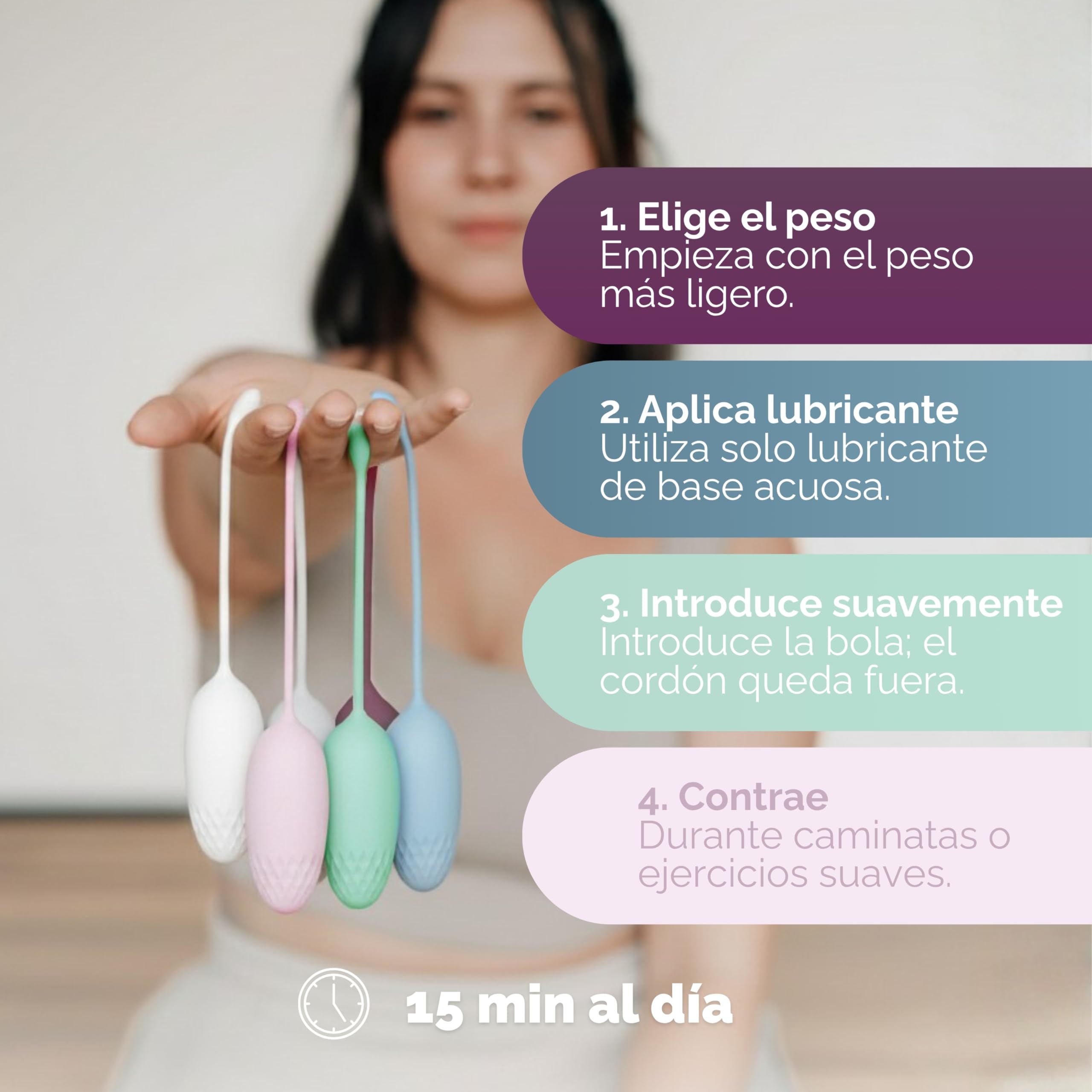 Livella | Bolas Chinas para fortalecer el suelo pélvico - 6 Pesos (25-110 g) - Entrenador de suelo pélvico para mujer de silicona médica, con cordón, para ejercicios Kegel, posparto y uso cómodo fácil