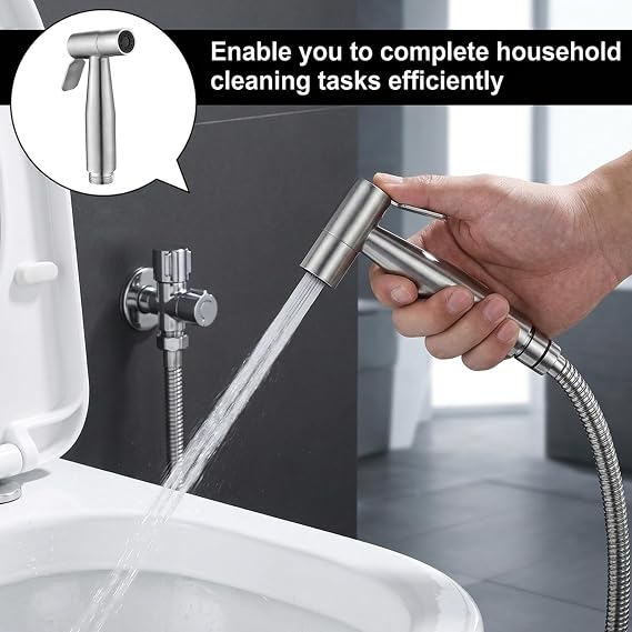 3Pcs Hand Held Bidet Sprayer,Stainless Steel Toilet Bidet Sprayer with Adjustable Water Flow, Bidet Shower Head for Enhanced Personal Hygiene, Bidet Attachment for Toilet