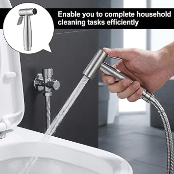 3Pcs Hand Held Bidet Sprayer,Stainless Steel Toilet Bidet Sprayer with Adjustable Water Flow, Bidet Shower Head for Enhanced Personal Hygiene, Bidet Attachment for Toilet