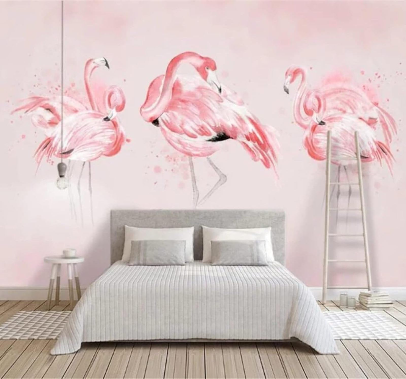 XLMING Minimalist Three Dimensional Cosy Pink Flamingo 3D Wallpaper Luxury Home Dining Decor Paste Sofa Living Room The Wall for Bedroom Mural-300cm×210cm