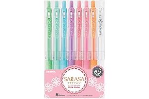 Sarasa Clip 0.5mm Ballpoint Pen, 8 Color Set: Smooth Writing with Water-Based Pigment Ink