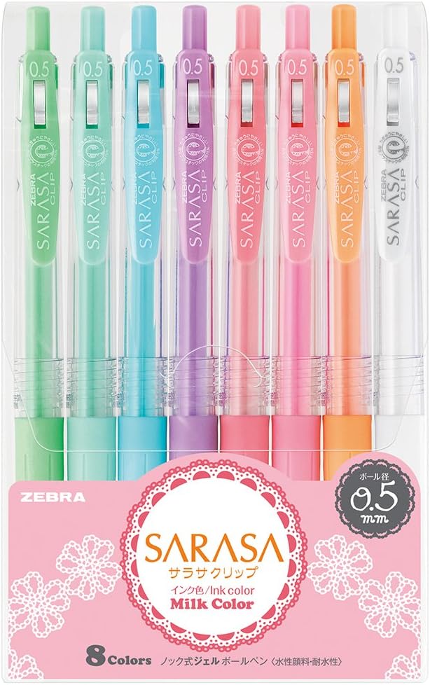 ZEBRA Sarasa Clip 0.5mm Ballpoint Pen, 8 Color Set (JJ15-8C-MK )