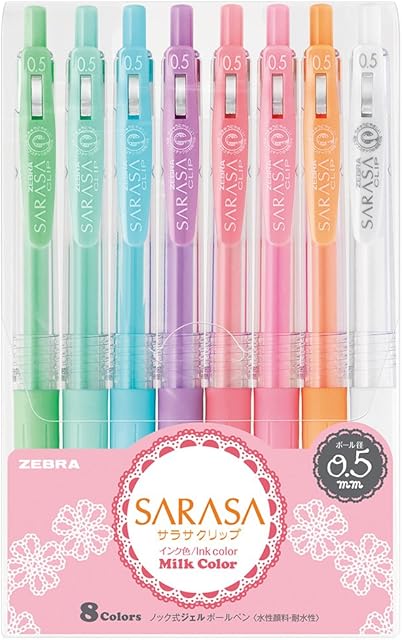 ZEBRA Sarasa Clip 0.5mm Ballpoint Pen, 8 Color Set (JJ15-8C-MK)