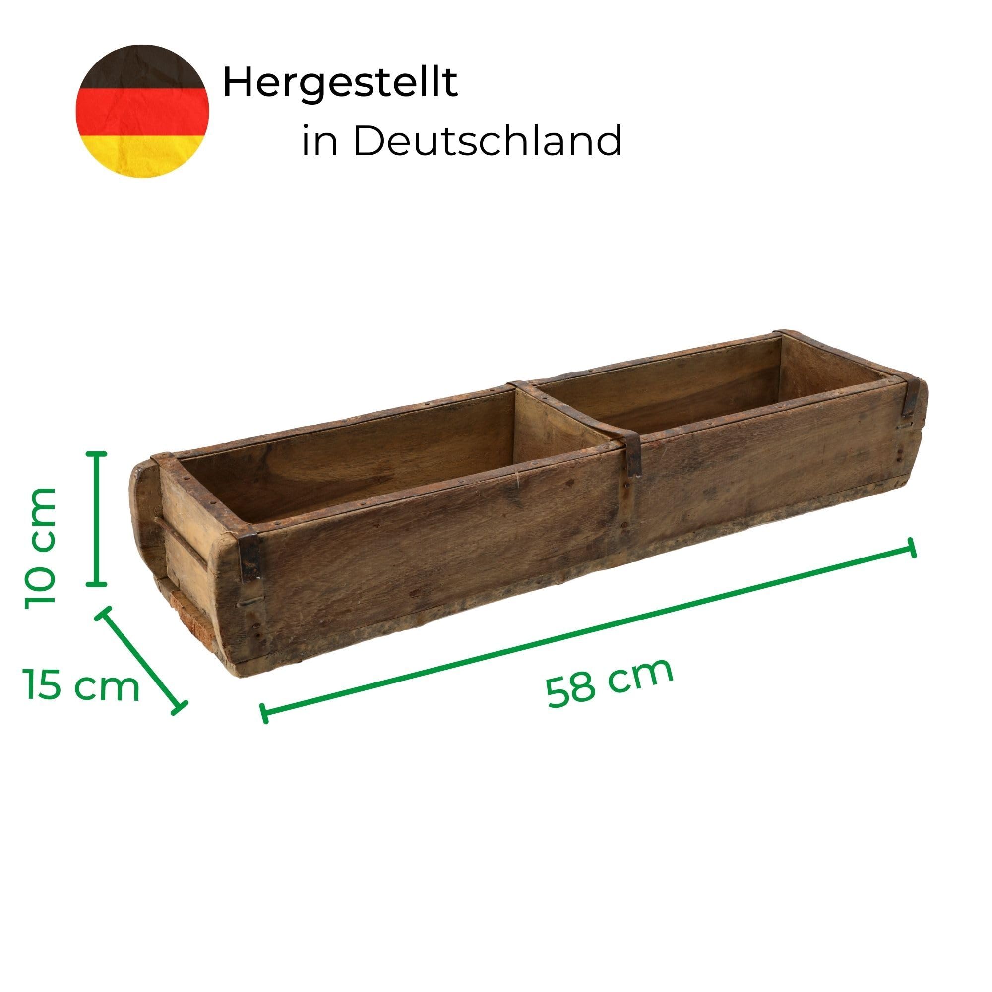 Novaliv 3x Holzkiste Vintage 58 x 15 x 10 cm Alte Ziegelform Holz Groß ZWEI KAMMER Allzweckkiste aus recyceltem Altholz Balken Jede Form EIN Unikat
