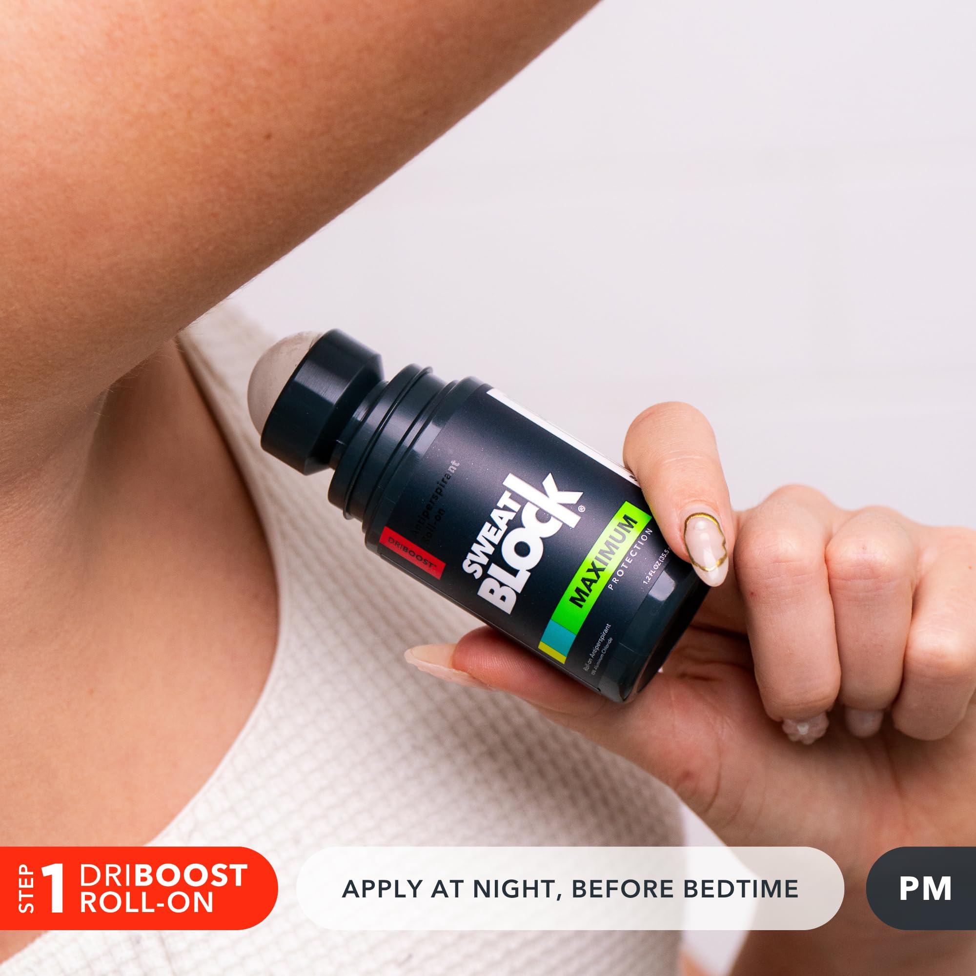 SweatBlock Antiperspirant Deodorant Max Clinical System for Men & Women - Treat Hyperhidrosis, Excessive Sweating & Underarm Odor - DRIBOOST [PM] Maximum Strength Roll-on + [AM] Clinical Deodorant