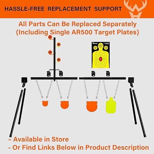 Miniatura 4 de Highwild Sistema de objetivos de acero AR500 de 38 pulgadas con soporte, soportes de extensión, placas de reinicio de bricolaje Hojas de papel,
