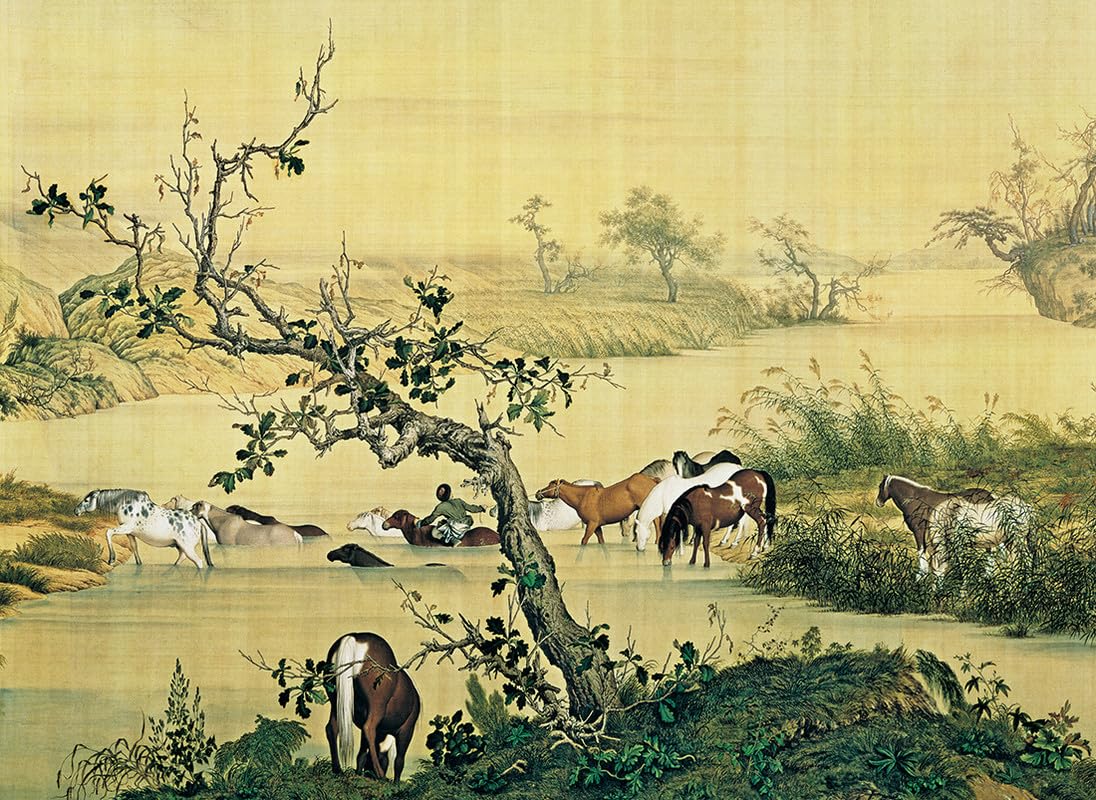 Bristlegrass Puzzles for Adults 1000 Pieces, Jigsaw Puzzles Chinese Giuseppe Castiglione Masterpieces All The Pretty Horses Game Puzzle, Gifts for Adults, Birthday Christmas Puzzle Funny Gifts — image 1