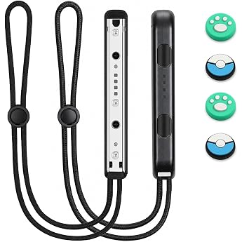 Vicloon 1 Pair Joy-Con Gamepad Wrist Strap Strap Controller with 4 Joystick Caps and Adjustable for Switch Gamepad Grip Lock Wrist Strap for Switch Joycon Black