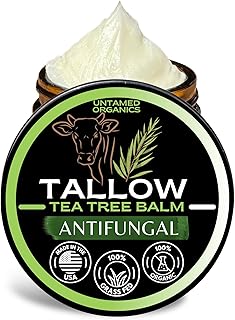 Tallow Antifungal Balm | Organic Tea Tree Oil Balm with Grass-Fed Tallow | Non-Toxic Itchy Skin Relief Balm | All Natural Remedy for Athletes Foot, Jock Itch, Ringworm | 2 FL. oz.