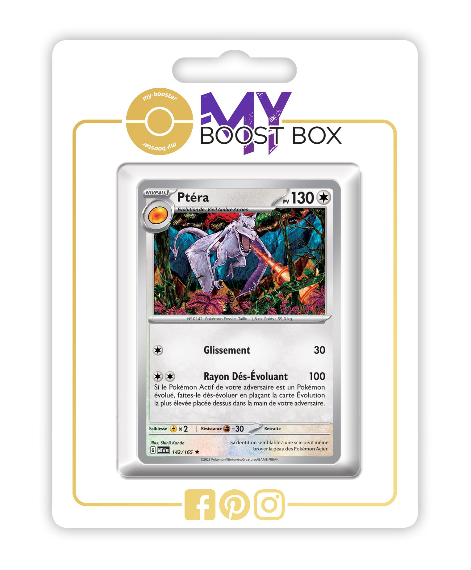 Coffret 10 Cartes Pokémon – Ptéra 142/165 Holo Ou Reverse (aléatoire) – Myboost X Écarlate Et Violet 3.5 – 151