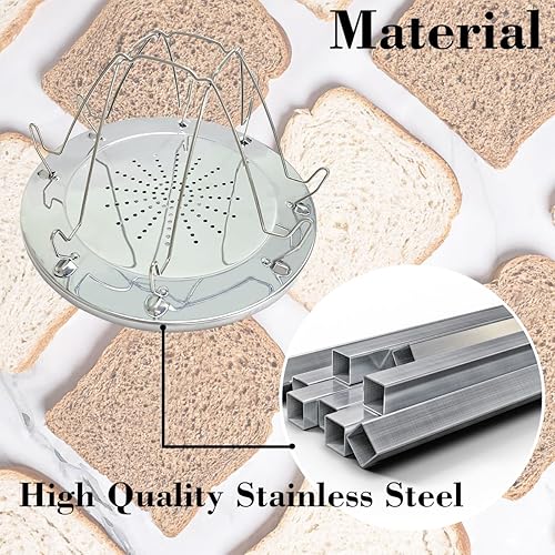 Miniatura 5 de Tostadora de pan para tostadas, parrilla plegable, portátil, suave, apta para manos, de acero inoxidable plateado, bandeja radiativa porosa, 4