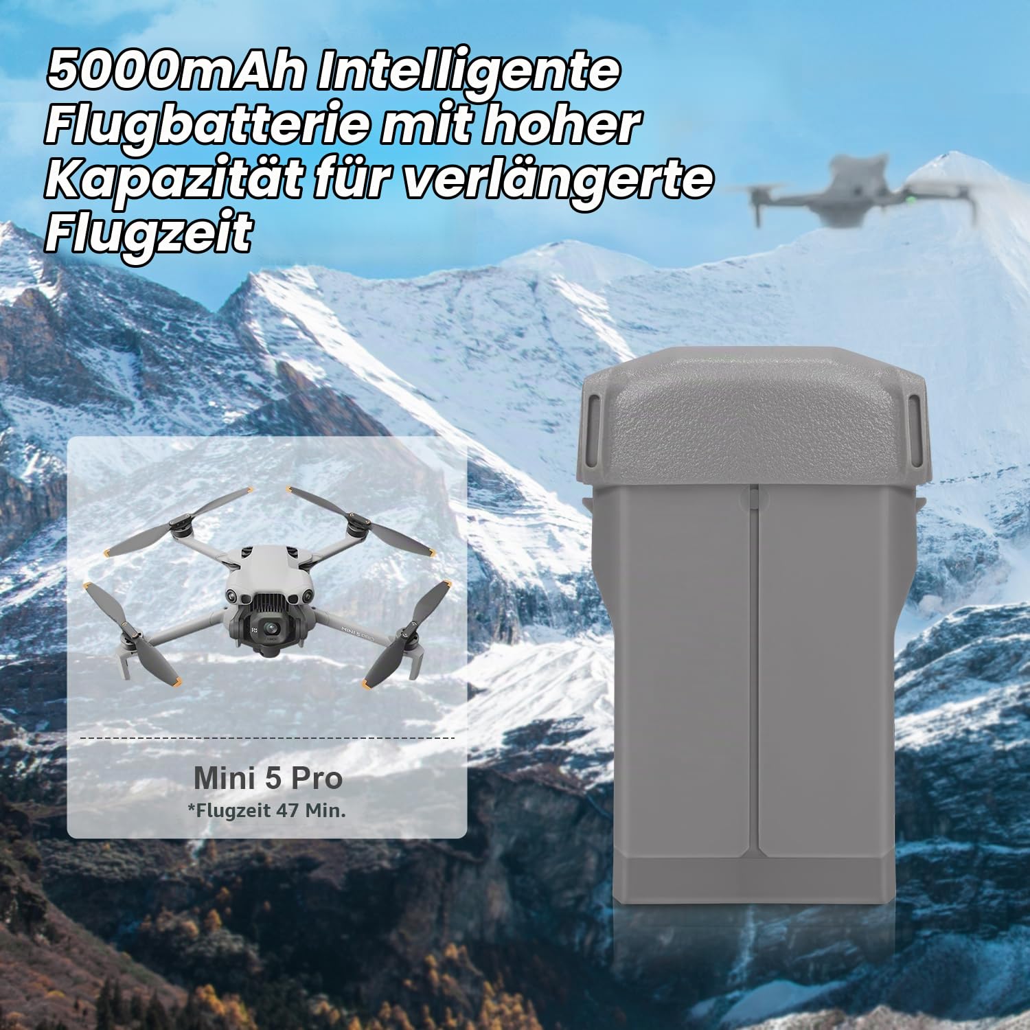 Mini 5 Pro Intelligent Flight Battery 7.16V 5000mAh High Capacity Replacement Battery Compatible with DJI Mini 5 Pro Up to 47 Mins Flight Time