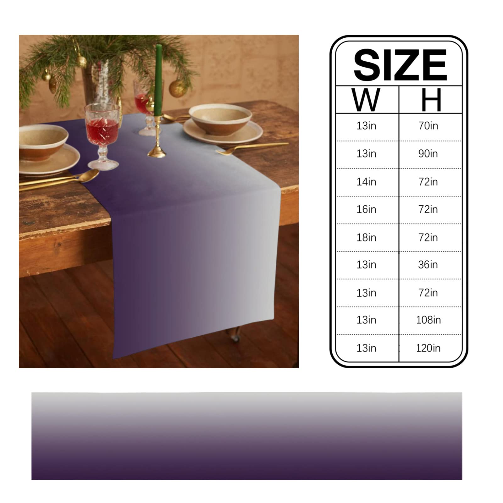 Artwork Store Camino de mesa de lino y algodón morado, camino de mesa para mesa de comedor, decoración de cocina de granja, decoración de cena de día festivo, 33 x 222 cm