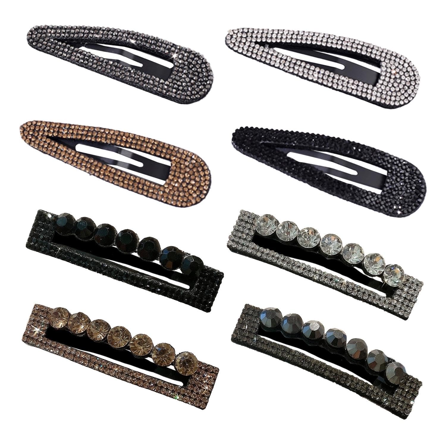 8 Pcs Rhinestone Hair Clips, Diamond Hair Clips for Women Silver Hair Clips, Glitter Hair Clips