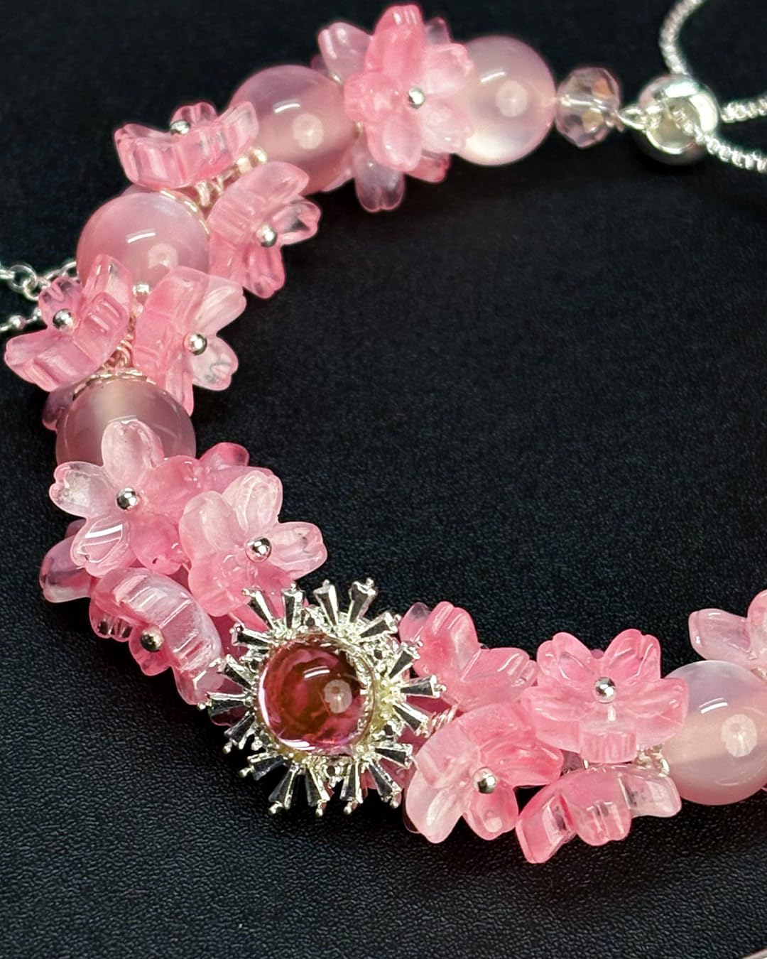 Sakura Energy Bracelet｜Adjustable Glass & Zircon Bracelet for All Zodiac Signs｜Attract Love & Luck｜Peach Pink & Rose Red｜ Zodiac Compatible for Attracting Love, Enhancing Relationships & Boosting Luck - Image 5
