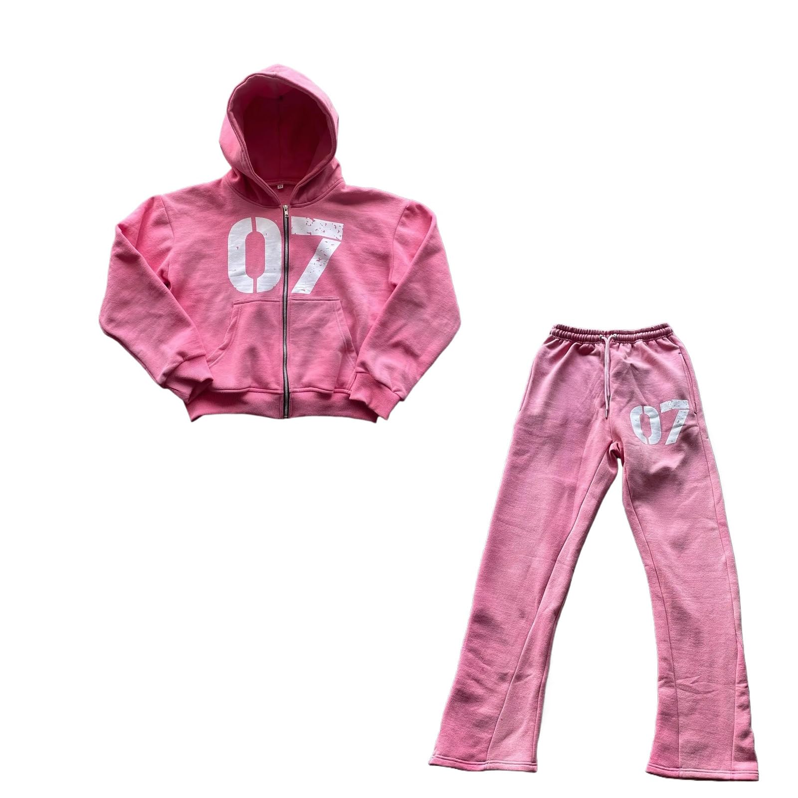 heyheyshine 2 Piece Oversized Pullover Sweatshirt Y2K Graphic Print Hooded Sweatshirt Loose Sweatpants 2000s Streetwear