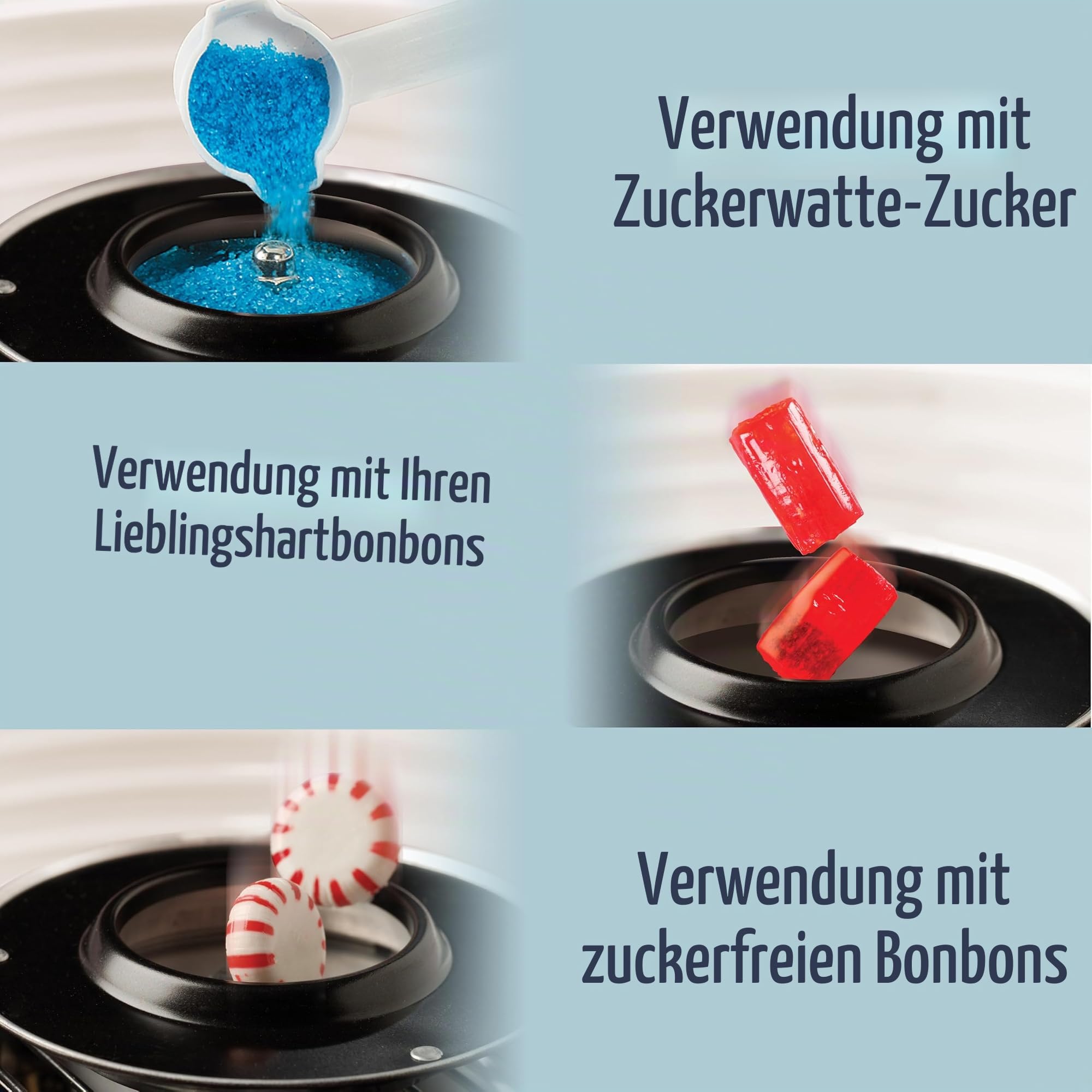Nostalgia Zuckerwattemaschine für harte und zuckerfreie Süßigkeiten Aqua
