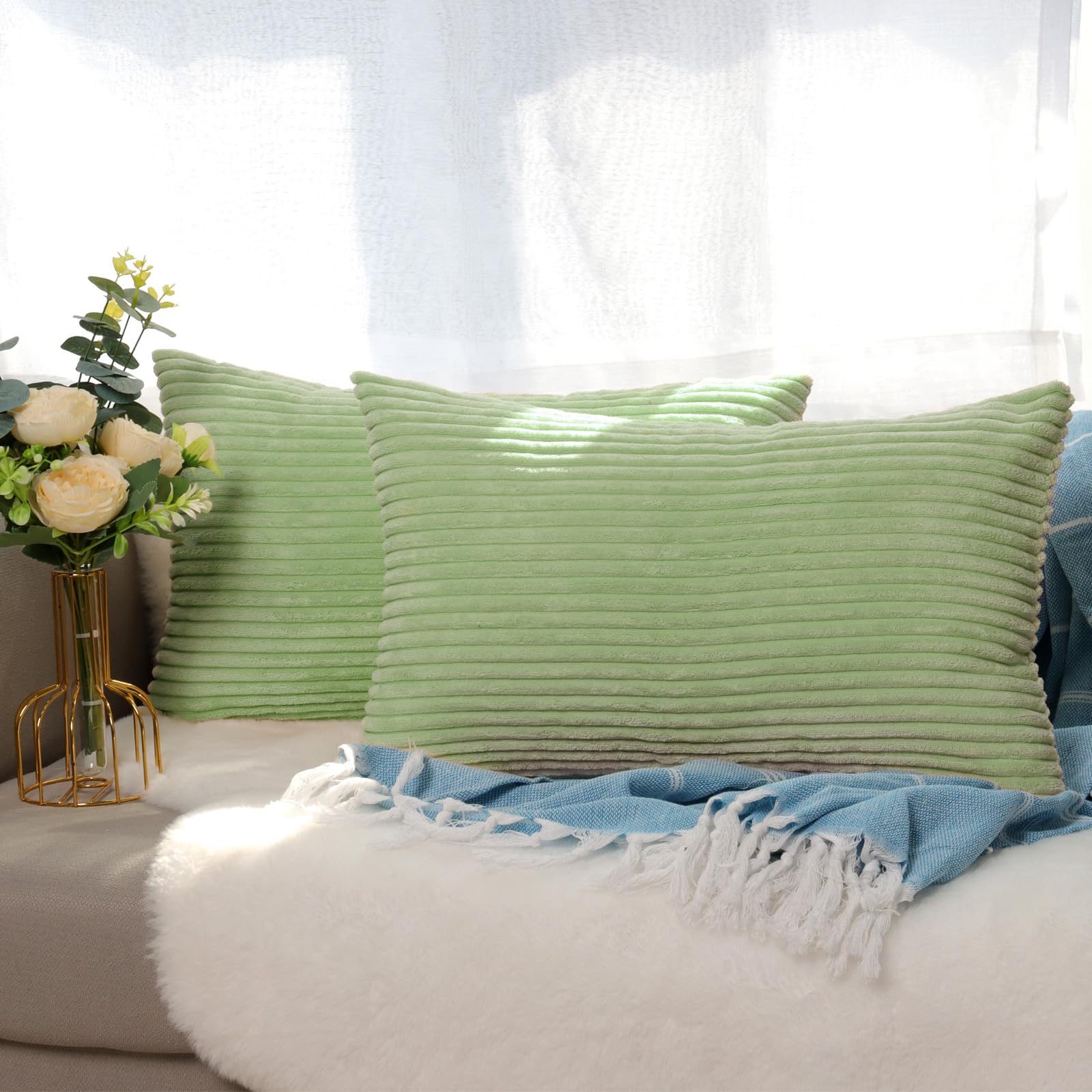 CALIYO Kissenhülle Kord Uni 2er Set, Kissenbezug 40x60 Kissenbezüge für Zierkissen Dekokissen Sofakissen Couchkissen in vielen Farben.