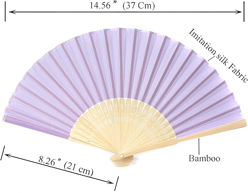 Miniatura 7 de 50 abanicos de mano de seda imitada, tela de seda de bambú, abanicos plegados de mano, accesorios de baile nupcial, regalos de iglesia, boda,