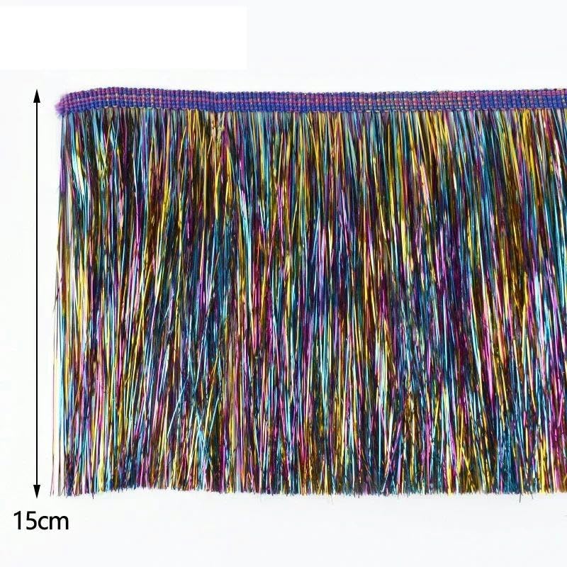 2/5/10 mètres 15 cm Franges Gland Dentelle Franges Bordure pour Robe Latine scène vêtements Rideaux Dentelle Accessoires décoration de Noël-15 cm-10 mètres-Bleu Royal