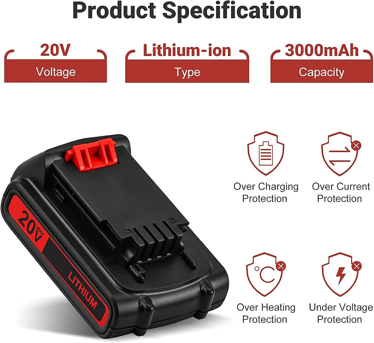 3000mAh LBXR20 Replacement for Black and Decker 20V Battery Compatible with Black and Decker 20V Lithium ion Max LB20 LBX20 LST220 LBXR2020-OPE LBXR20B-2 LB2X4020 Cordless Tools 2 Pack 3.0Ah Battery