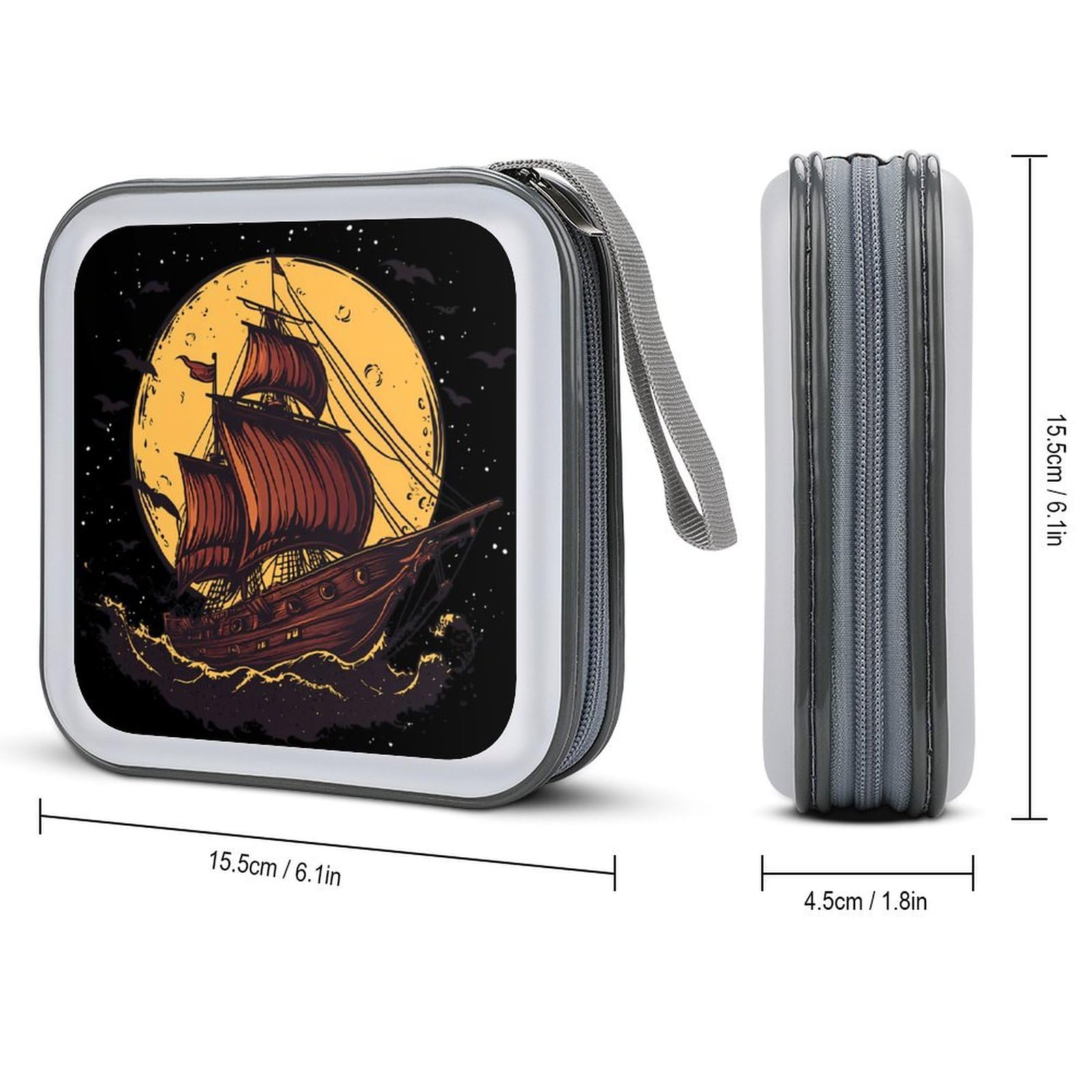 Sailboat Sail Sailing Ship CD Case Plastic DVD Case Holder Wallet Disc Storage Organizer for Car Travel