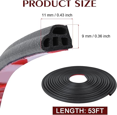 Miniatura 2 de Burlete autoadhesivo para automóvil, 53 pies, doble capa en forma de L, insonorización, adhesivo universal para puerta de automóvil, tiras de