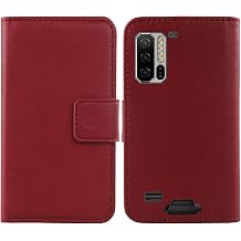 Genuine Leather Case for Ulefone Armor 7 / 7E 6.3" Wallet Premium Flip TPU Silicone Protection Cover Skin Pouch with Card Slot Dark Red