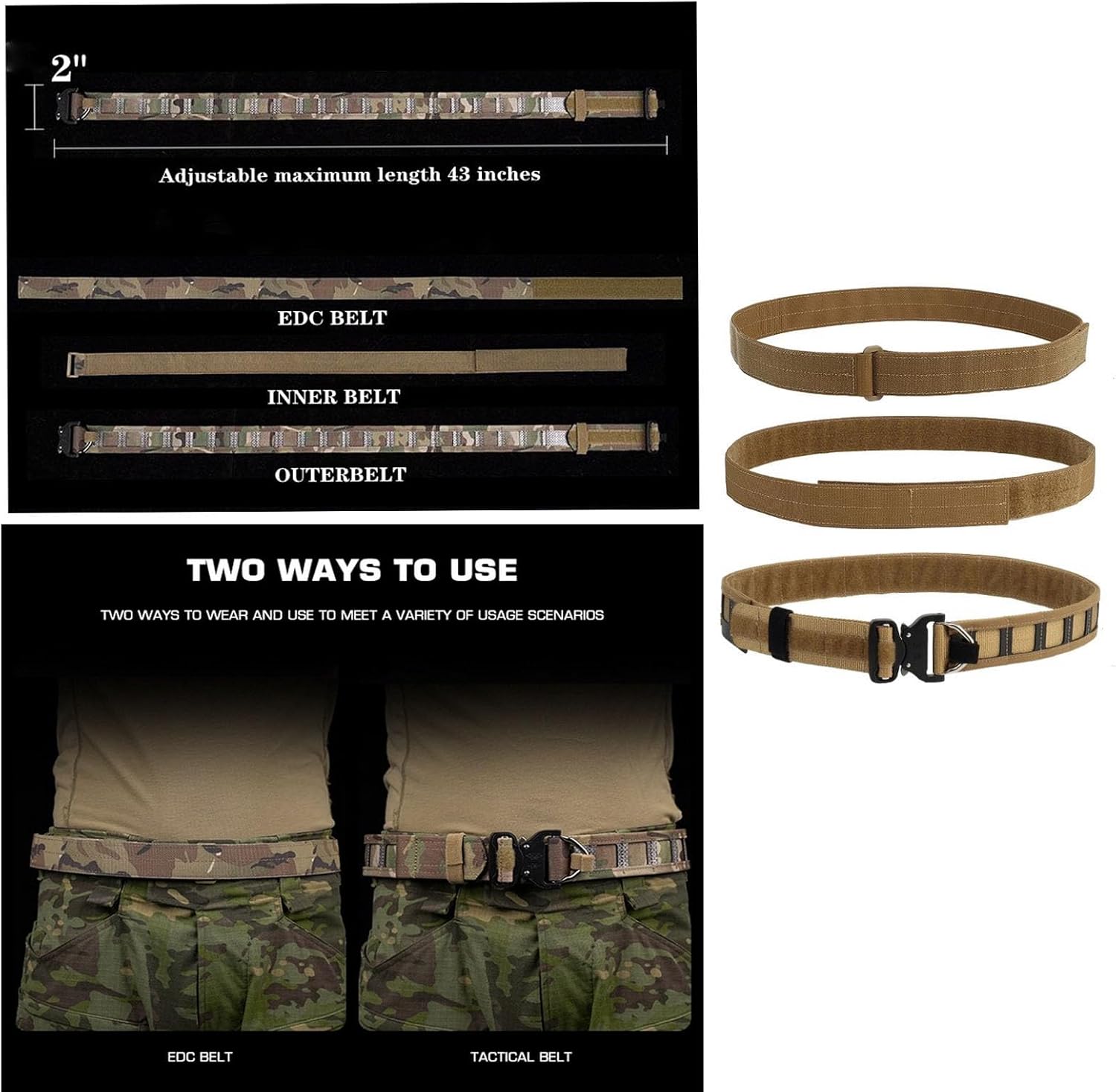 Quick Release Tactical Web Belt with Inner Belt for Men - Image 5