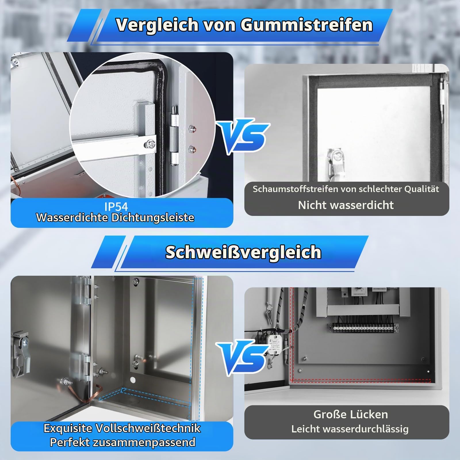 Edelstahl Schaltschrank Verteilerkästen,30x25x16CM IP54 Verteilerkasten Außen Wasserdicht,Wandmontiert mit Schloss Zählerkasten,0.6mm Verdickt Schaltkasten,Stromkasten,Zählerschrank Aufputz