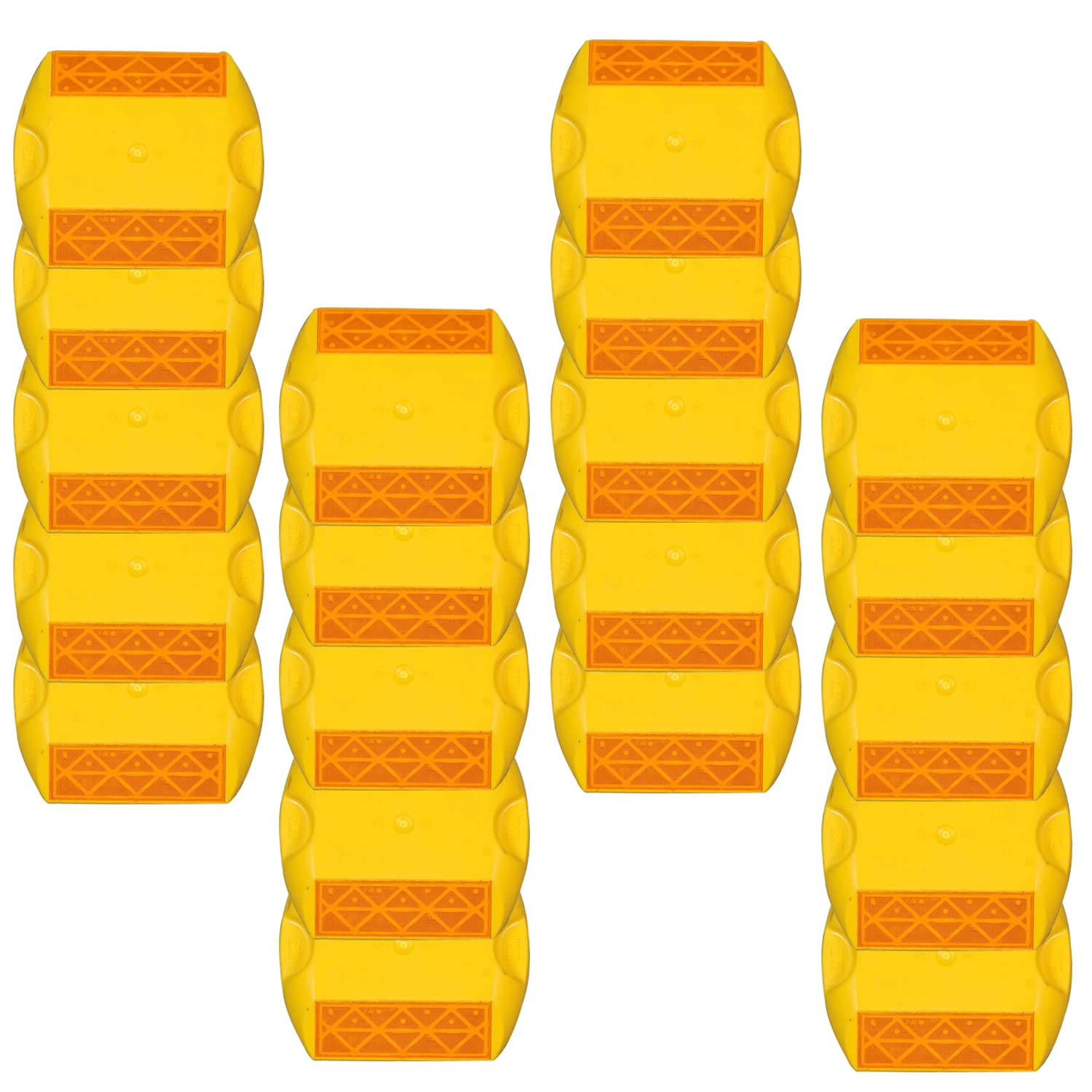 Yellow Road Stud Reflector | Heavy Duty Cat Eye for Road Safety | High Visibility Reflective Studs with Weatherproof for Highways,Parking,Driveways,Factories & Industrial Projects-Pack of 20