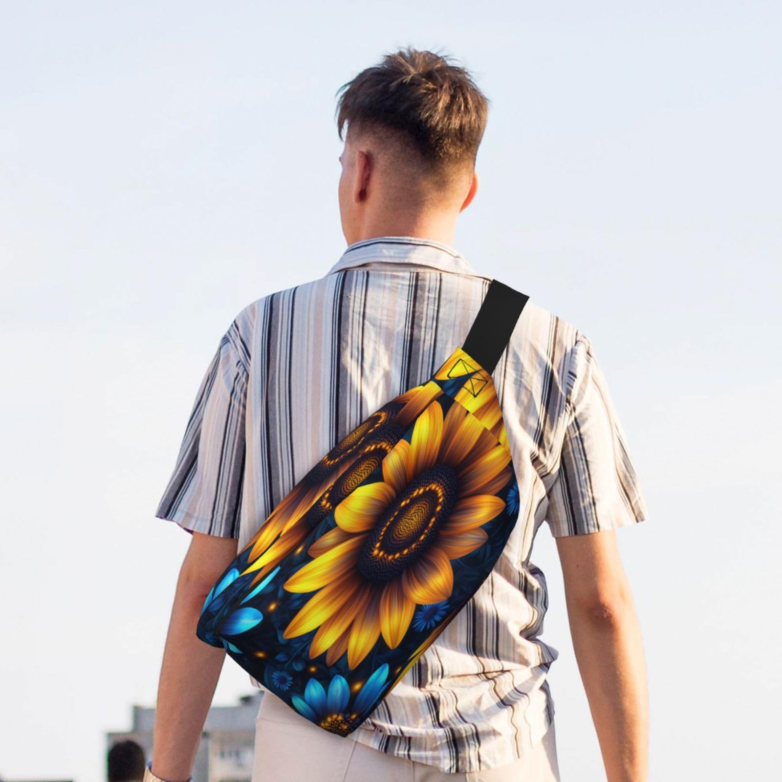 Bold Neon Sunflower Fanny Pack For Women Man, Waist Belt Bag Crossbody For Sports Travel Hiking Running Jogging