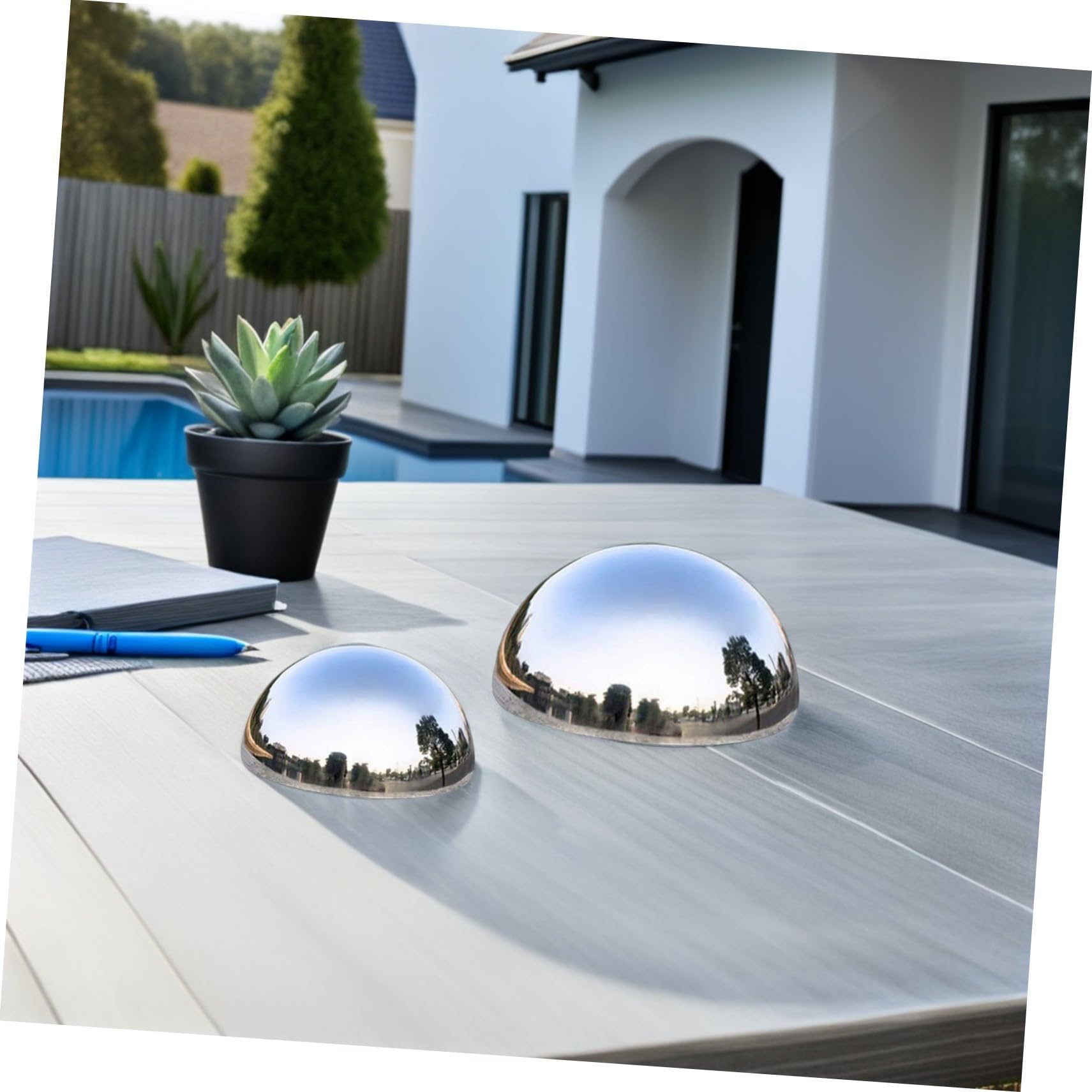 7 Piezas Bolas Decorativas de Jardin esferas de Espejo al Aire Libre de Espejo Bolas de de jardín esferas de de jardín Mirando Acero Inoxidable Plata
