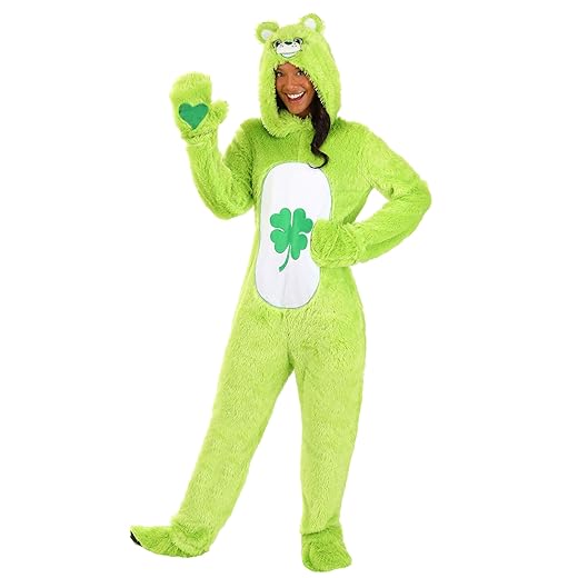Care Bears Adult Good Luck Bear Costume with Hooded Jumpsuit, Mitts, and Shoe Covers