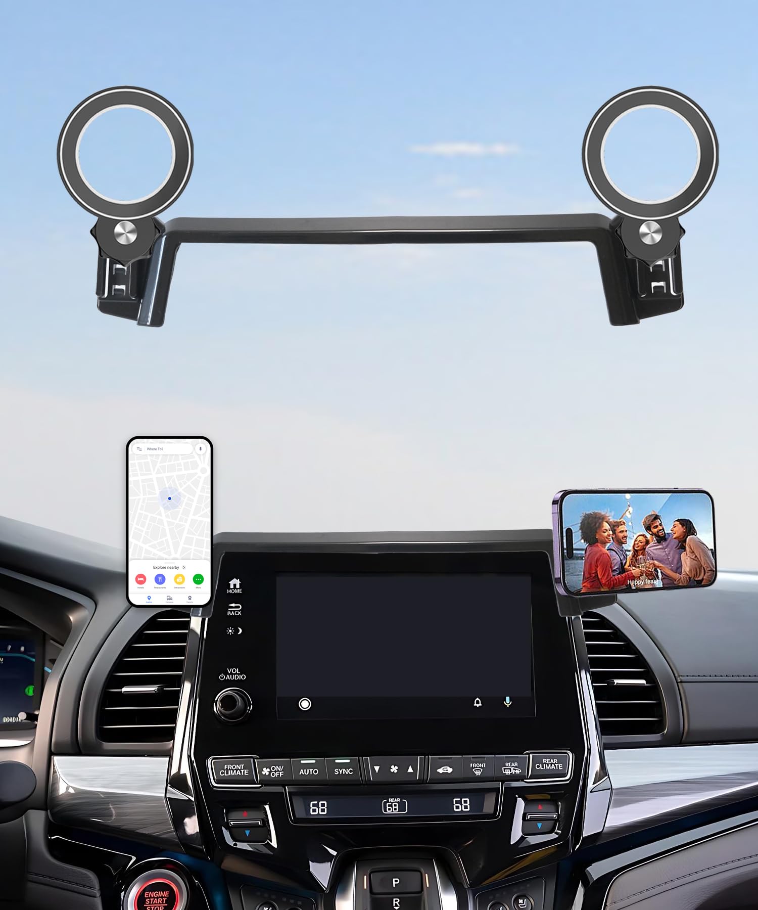 Car Phone Holder for Honda Odyssey 2018 2019 2020 2021 2022 2023 2024 Accessories Apply to 8 Inch Touch Screen Fixed Clip MagSafe Passenger Cell Phone Mount Handsfree 360° Rotation fit for 2018-2024 Honda Odyssey (8 Inch Screen)