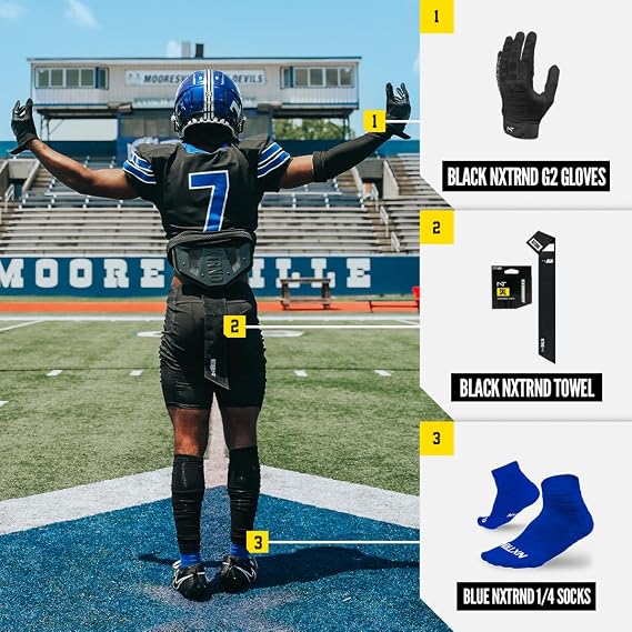 Nxtrnd Streamer Football Towel, Thin Sports Towel, Dries Hands & Football Accessories (Black)
