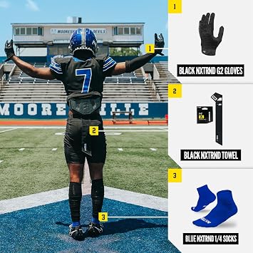 Nxtrnd Streamer Football Towel, Thin Sports Towel, Dries Hands & Football Accessories (Black)