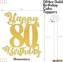 TrifleArte Cheers to 80 Year Banner & Happy 80th Birthday Cake Topper Combo | Glitter Party Decoration Set for Kids & Adults | Anniversary & B'day Celebration Decor gallery image