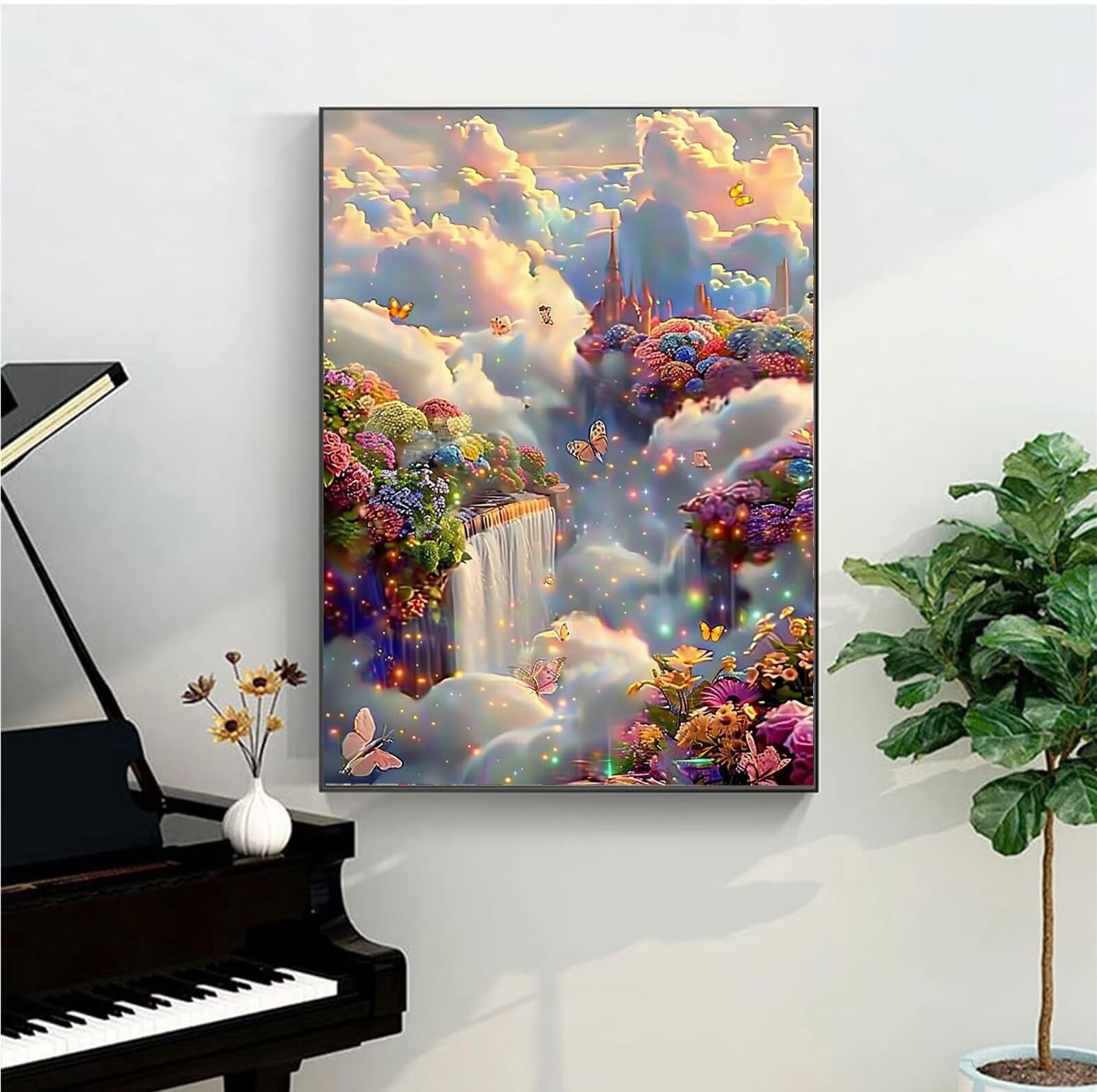 Peepezo Malen nach Zahlen Erwachsene Himmel Wolken DIY Öl Leinwand Gemälde Set für Anfänger & Senior Acrylic Malen Malerei Heimwerk Weihnachten Paar Freund Geschenk 60x80cm (mit Rahmen)